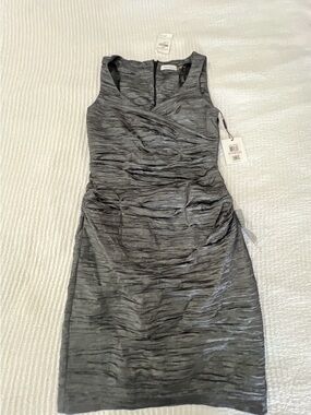 Calvin Klein Sleeveless Ruched Sheath Dress in Charcoal Size 6 - NWT